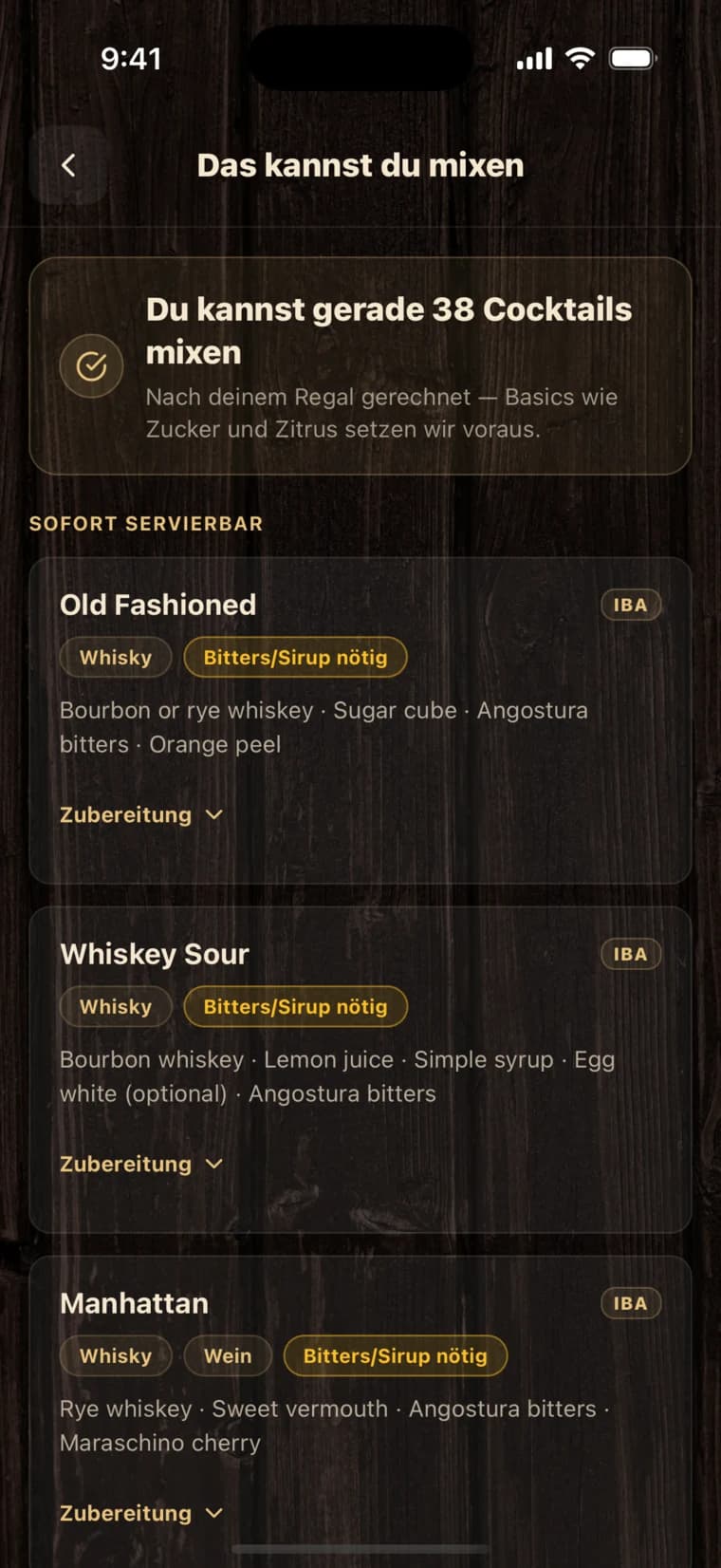 BarShelf app screen 2