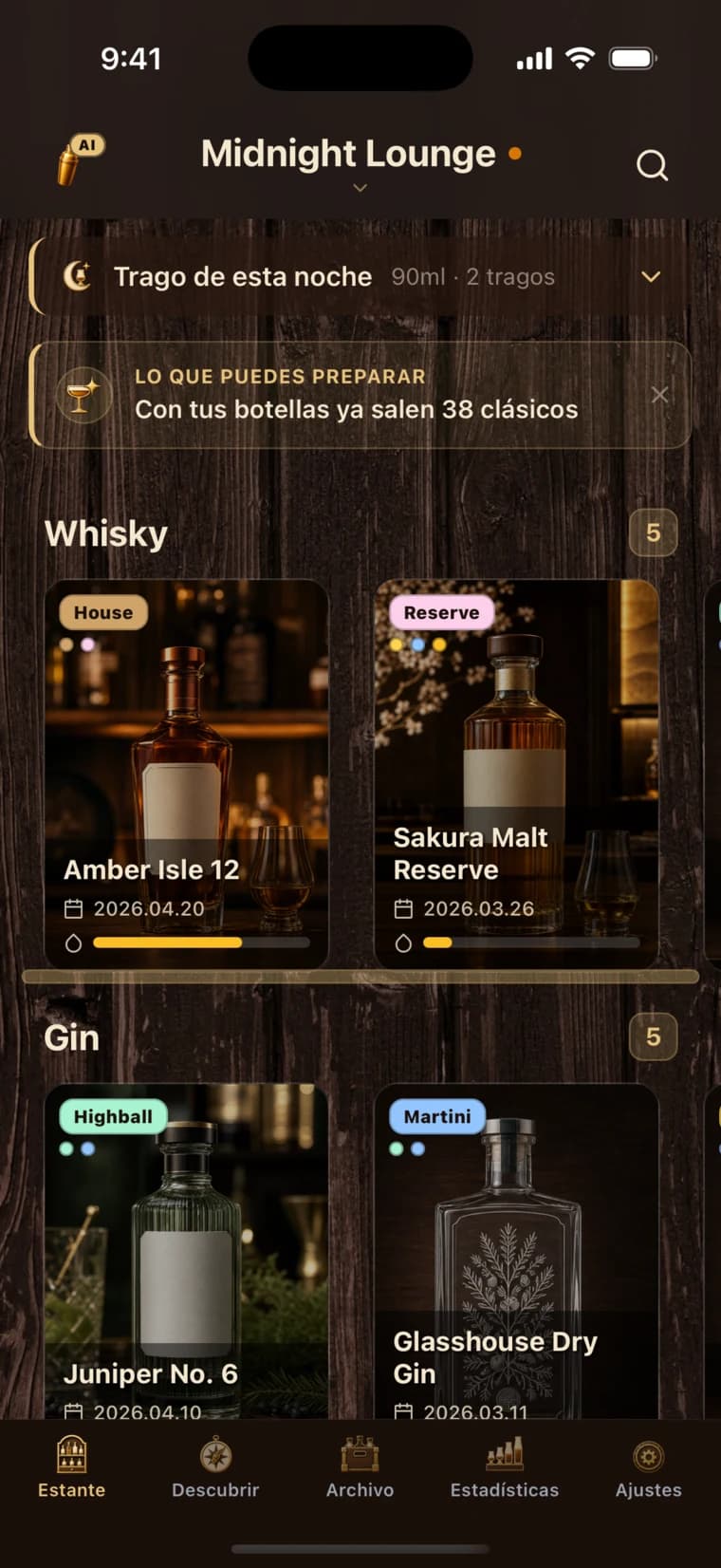 BarShelf app screen 1