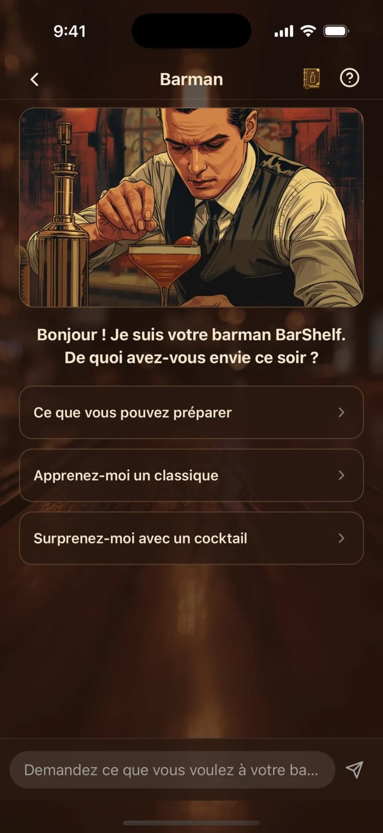 BarShelf app screen 1