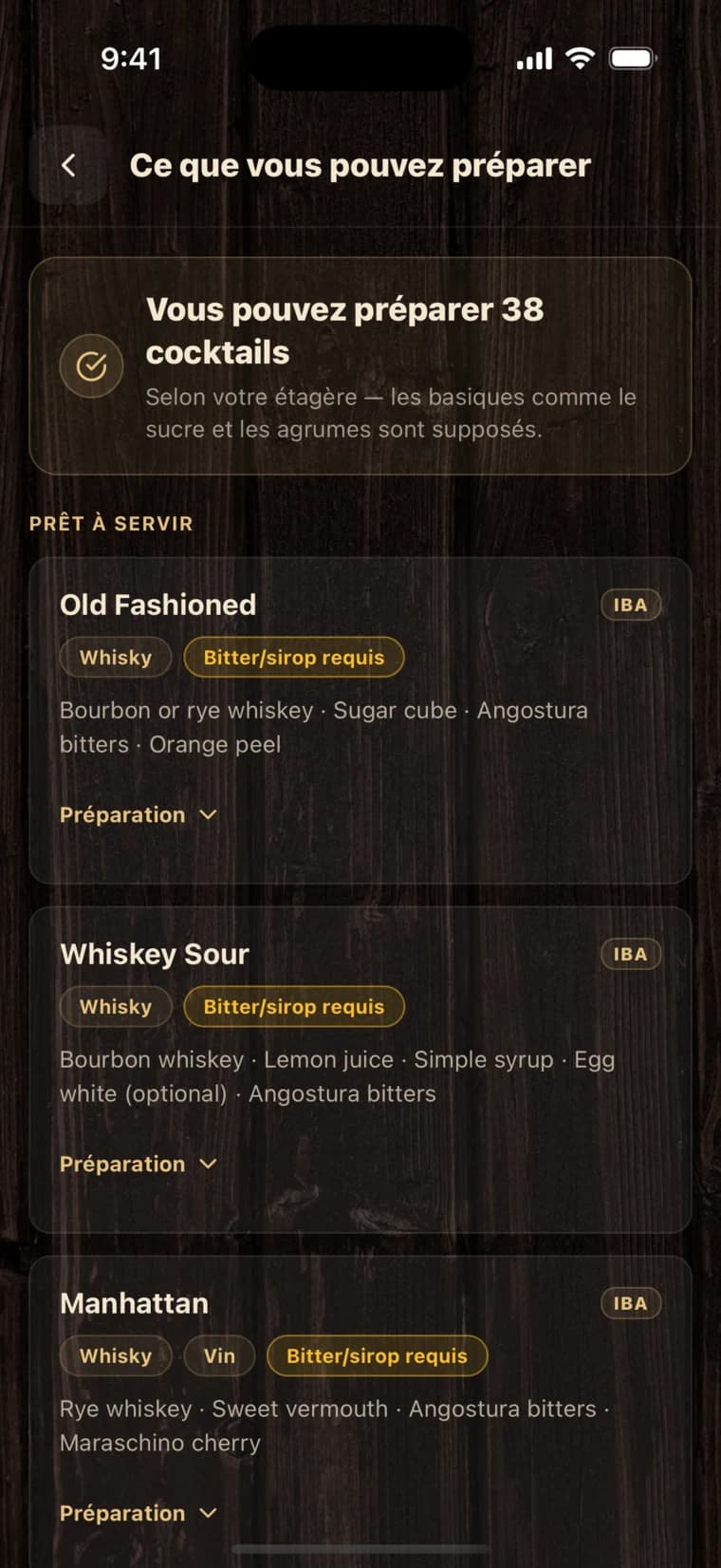 BarShelf app screen 2